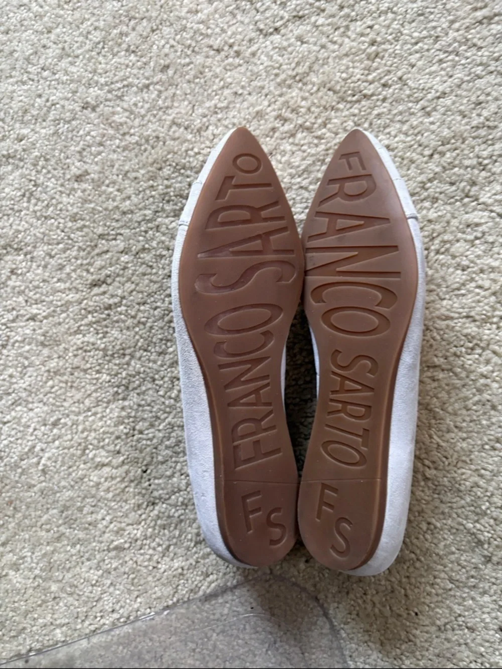 Franco Sarto Light Gray Suede Pointed Toe Flats-Size 6